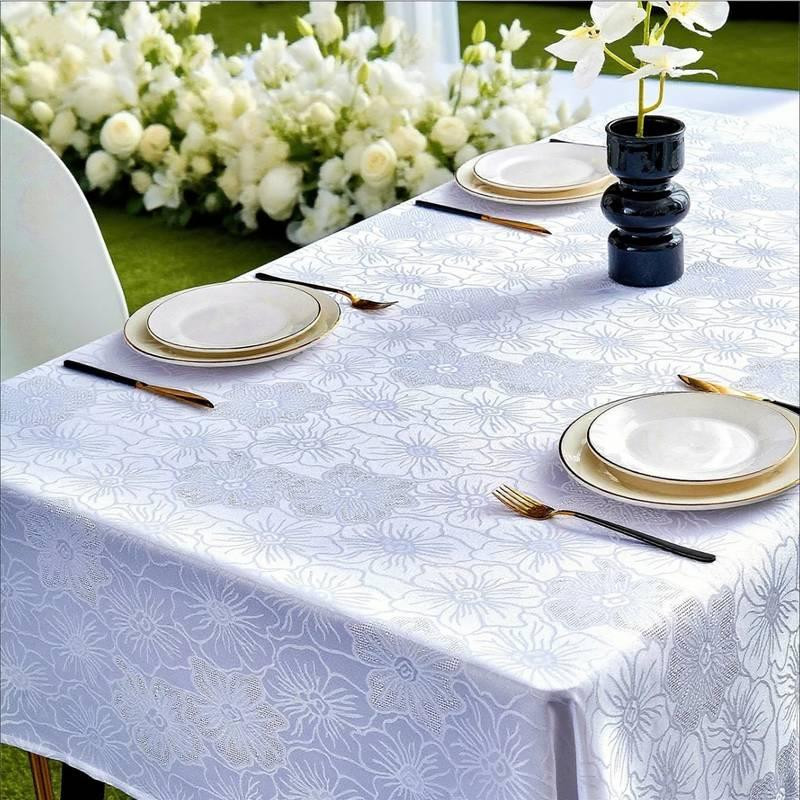 Жаккардовая скатерть Leeseph с цветочным рисунком 130х180см белая Одесса - изображение 1