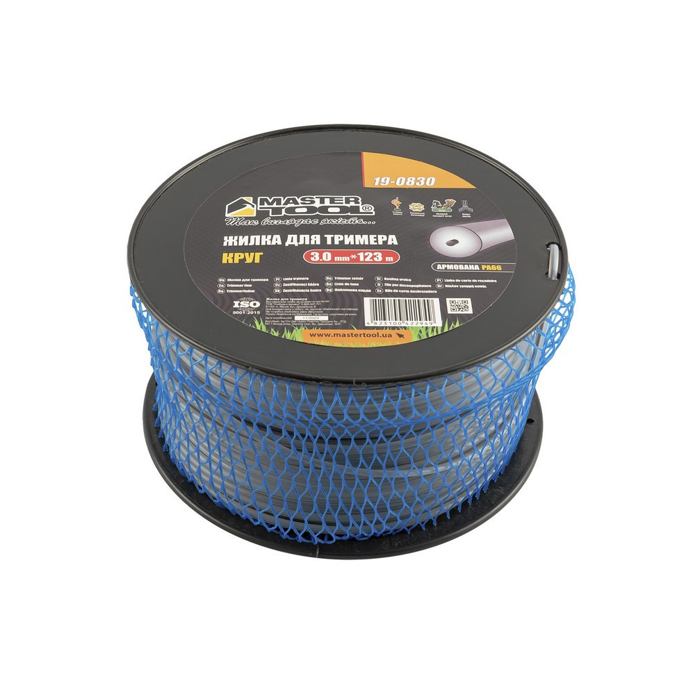 Леска для триммера MASTERTOOL КРУГ АРМИРОВАННЫЙ 3.00 мм 123 м катушка 19-0830 Харьков - изображение 1