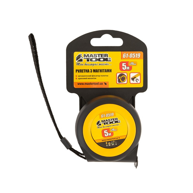 Рулетка MASTERTOOL 5 м х 19 мм с магнитами автоматический фиксатор покрытие TPR храповый механизм 61 Харьков - изображение 8