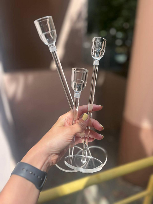 Подсвечники акриловые Leeseph 3шт прозрачные  MV044 Одеса - зображення 7