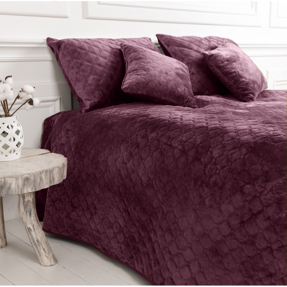 Покривало полуторне ТЕП Velour Ромб круглий 4-00515-22868 150х210 см бордове Київ - зображення 1