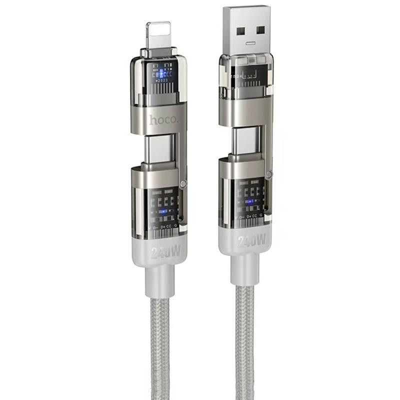 Дата кабель Hoco U151 Goldsmith 4in1 Type-C to USB/Type-C to Lightning 240W (1.2m) Херсон - зображення 1
