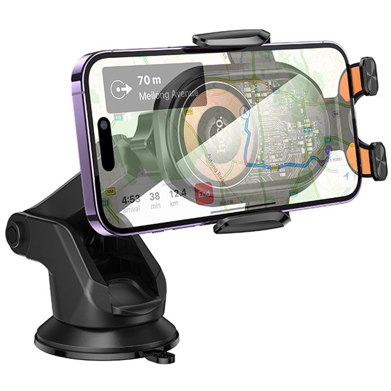 Автодержатель с БЗУ Hoco HW34 Blue whale 3-axis linkage wireless 15W (center console) Херсон - зображення 3