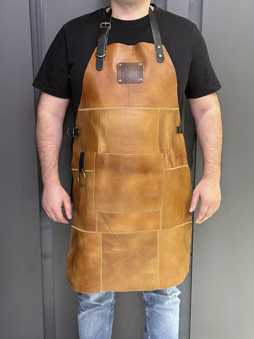 Фартук из натуральной кожи рыжий HollaApron Rust Харків - зображення 2