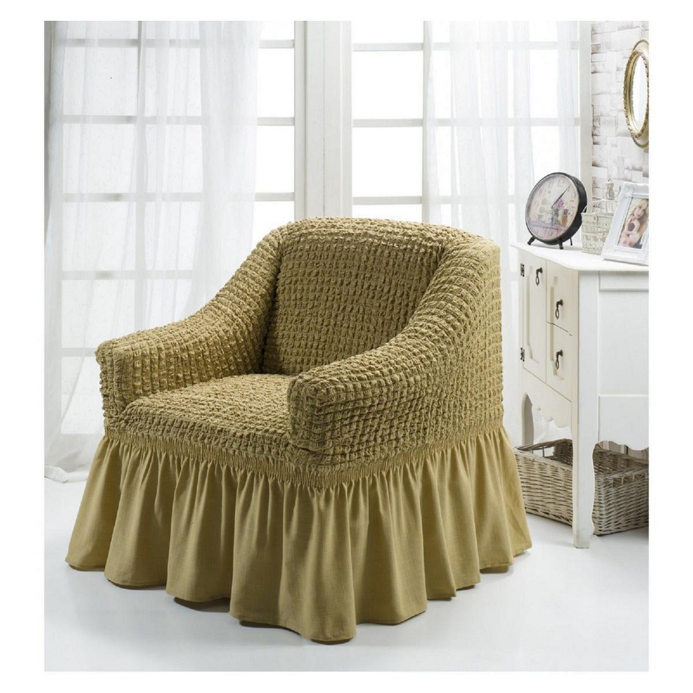 Чохол на крісло з спідницею Бежевий Burumcuk Arya Туреччина AR-1063214-bej Київ - зображення 1