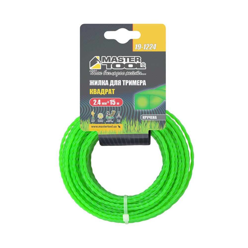 Леска для триммера MASTERTOOL КВАДРАТ КРУЧЕННЫЙ 2,40 мм 15 м 19-1224 Харків - зображення 2