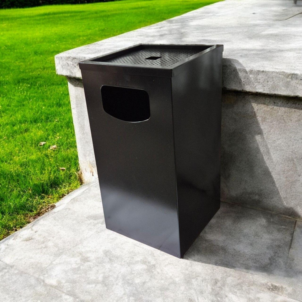 Урна-пепельница, квадратная, металл окрашенный 90 л, черная (0292B) Киев - изображение 1