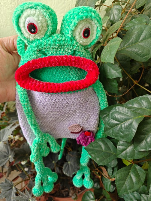 Сумочка для телефону жабка жаба весела дитяча іграшка м'яка в'язана подарунок ручна робота Нововолинськ - зображення 5