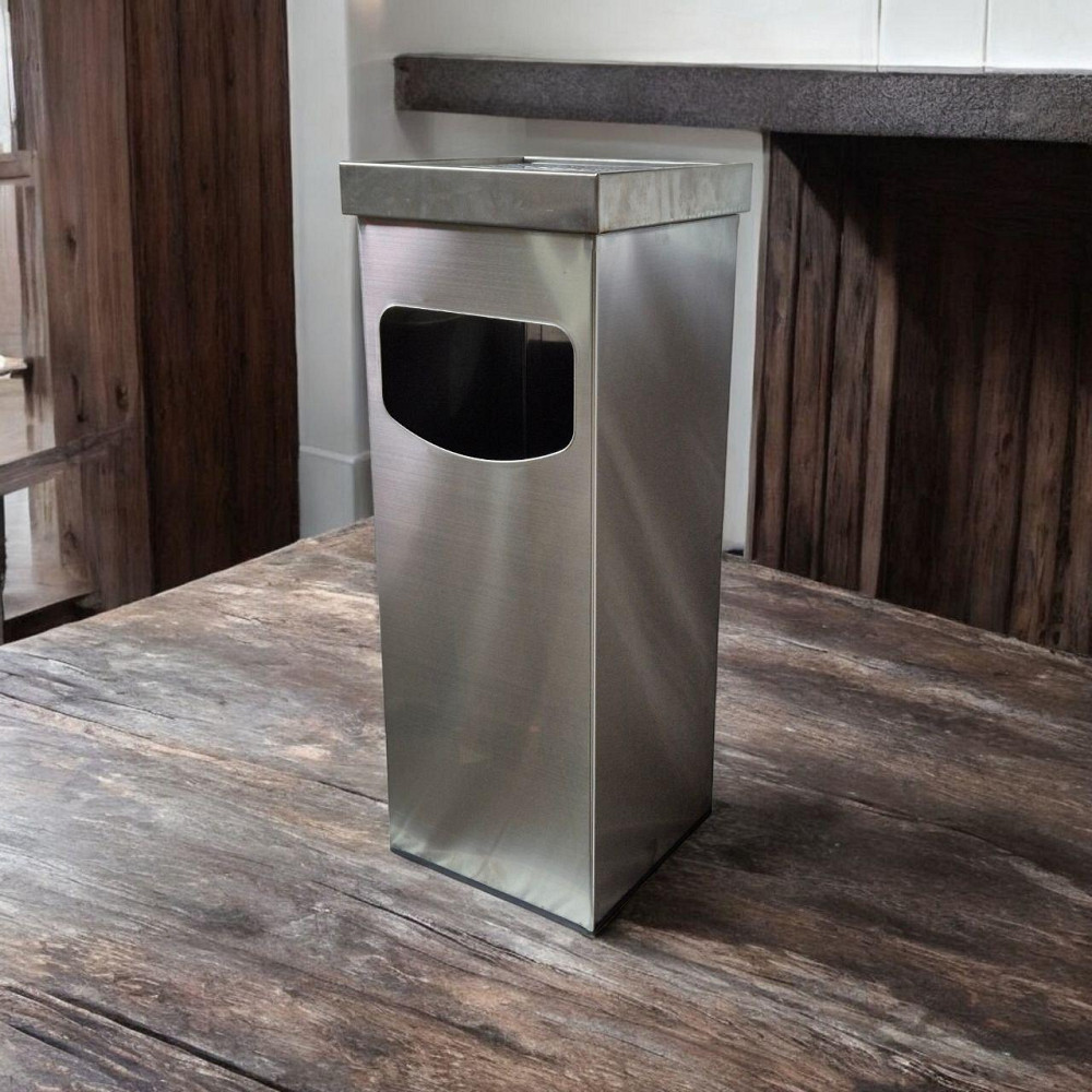 Урна-пепельница, квадратная, из нержавеющей стали, сатин 35 л (0290) Київ - зображення 3