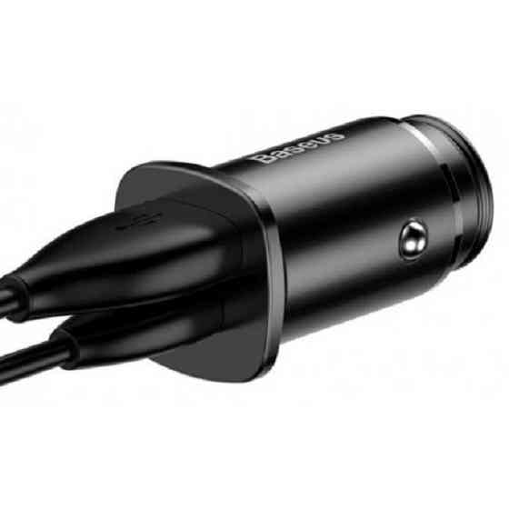 Автомобільний зарядний пристрій Baseus Square Metal A+C 30W PD3.0, QC4.0+, SCP, AFC Black (CCALL-AS0 Харків