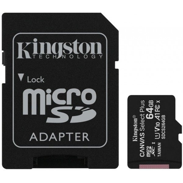 Карта пам'яті Kingston microSDXC 64GB Canvas Select Plus UHS-I/U1 + SD-адаптер (SDCS2/64GB) (Код тов Харьков - изображение 1