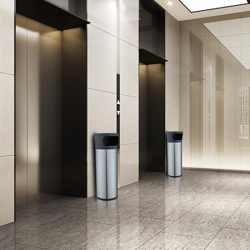 Урна с пепельницей JAH 20 л круглая серебряный металлик Київ - зображення 2