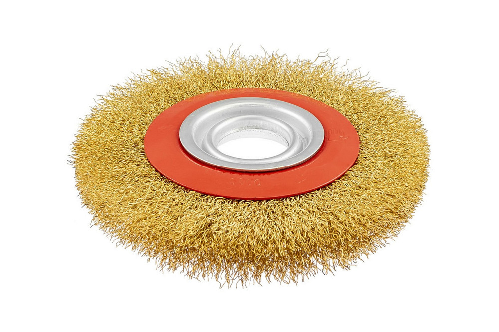 Щетка дисковая MASTERTOOL из латунированной рифленой проволоки Ø 150х32 мм 19-9215 Харьков - изображение 1