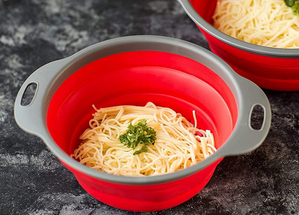 Друшляк складний силіконовий Frico FRU-089-Red 29.5 см червоний Київ - зображення 1