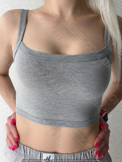 Женский трикотажный топ серого цвета на широких бретелях (арт. LTPK 700/15/06) Кривой Рог - изображение 2