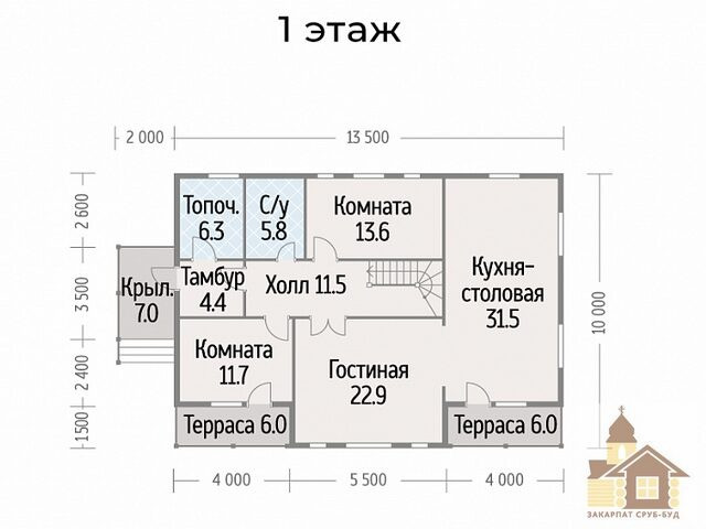 Дерев’яний будинок під ключ із оціліндрованого брусу Одеса - зображення 1
