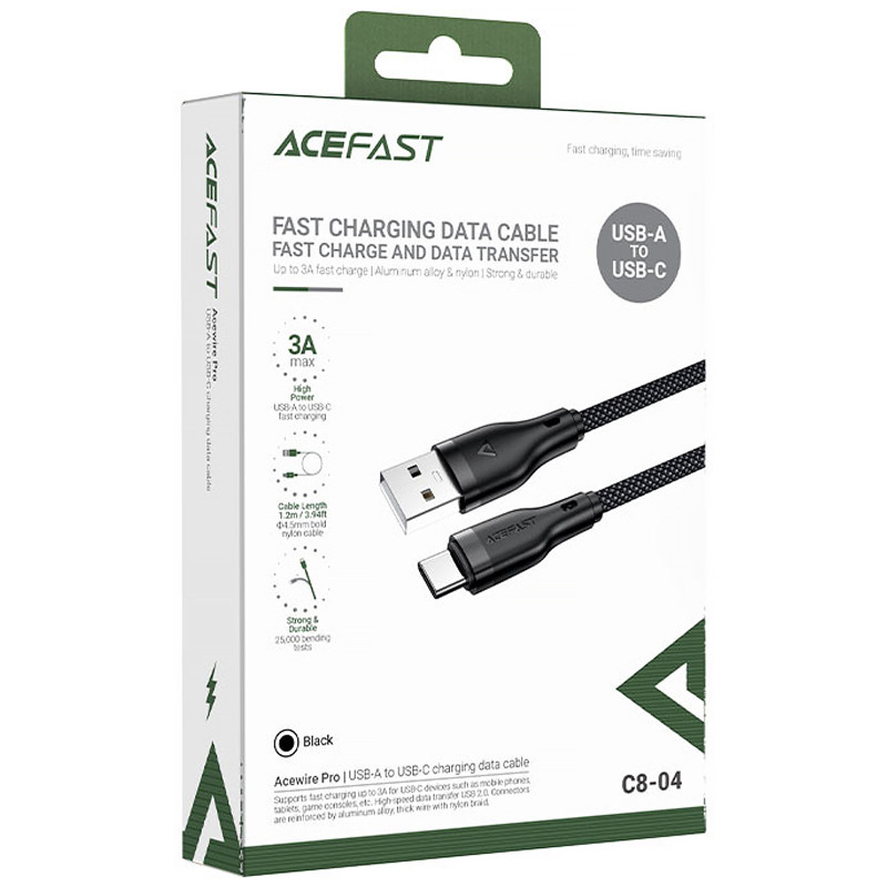 Дата кабель Acefast C8-04 USB to Type-C 3A (1.2m) Херсон - зображення 2