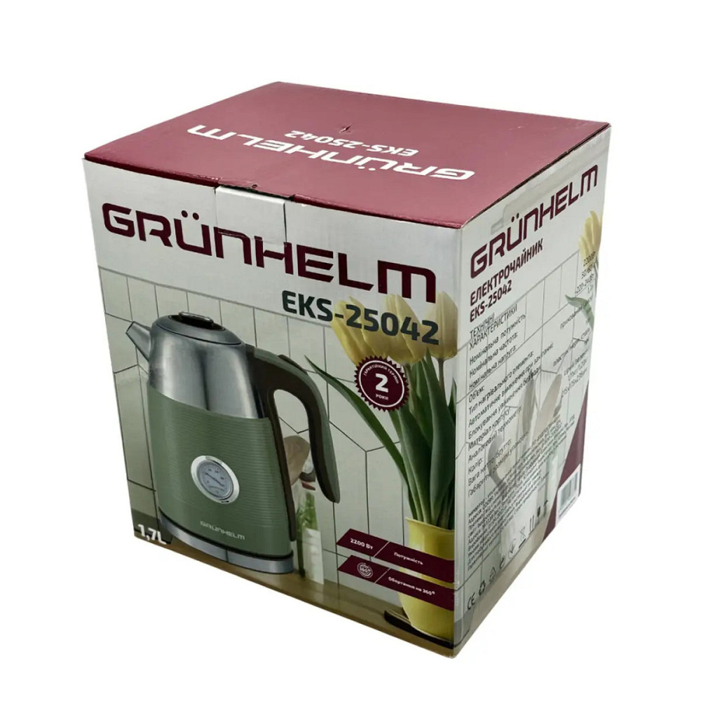Электрочайник Grunhelm EKS-25042 1.7 л оливковый Київ - зображення 7