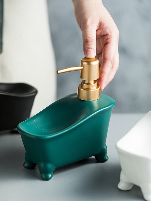 Дозатор для мила з підставкою для мочалки Однотон 11487 350 мл зелений Київ - зображення 1