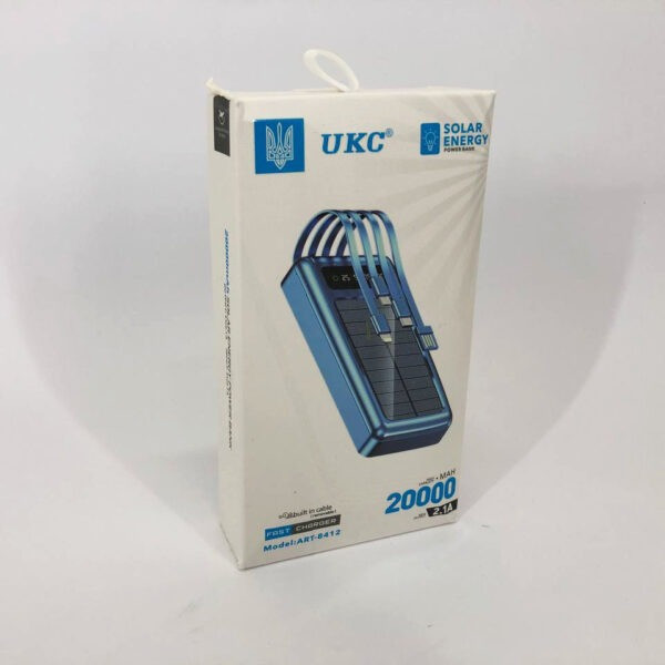 Портативний зарядний пристрій на 20000mAh, Power Bank на сонячній батареї, Колір: чорний синiй Одеса - зображення 8