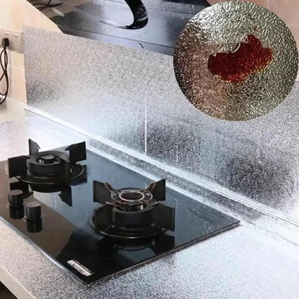 Кухонная маслостойкая фольга самоклеющаяся для кухни 60см*3м / Алюминиевая пленка для кухонных повер Одесса - изображение 4