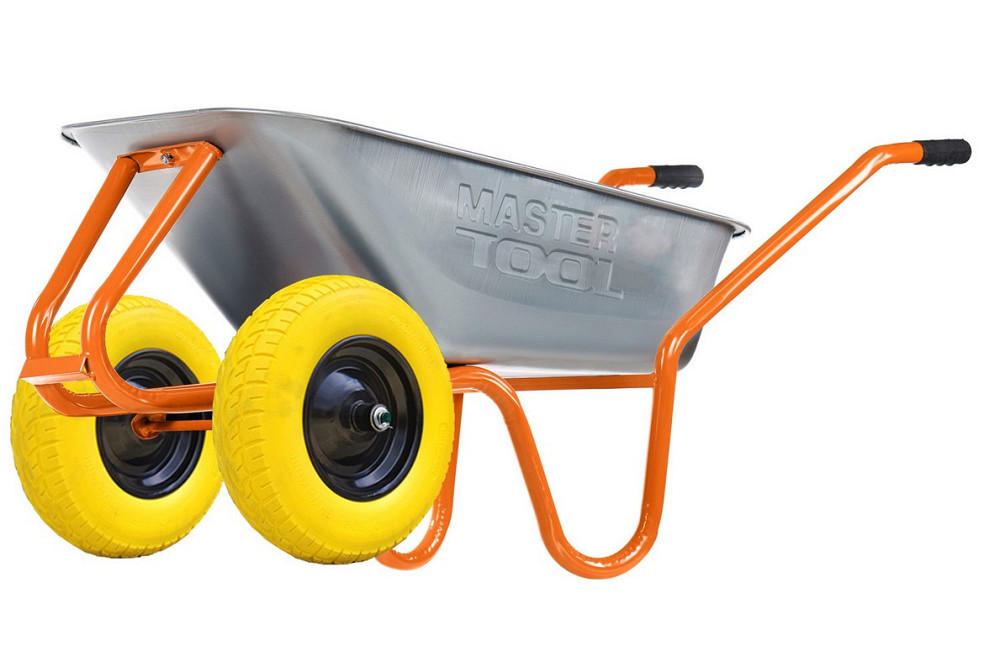 Тачка садово-строительная MASTERTOOL D-22 двухколесная 100 л/230 кг колесо полиуретановое PU 4.0х8 Ø Харьков - изображение 1