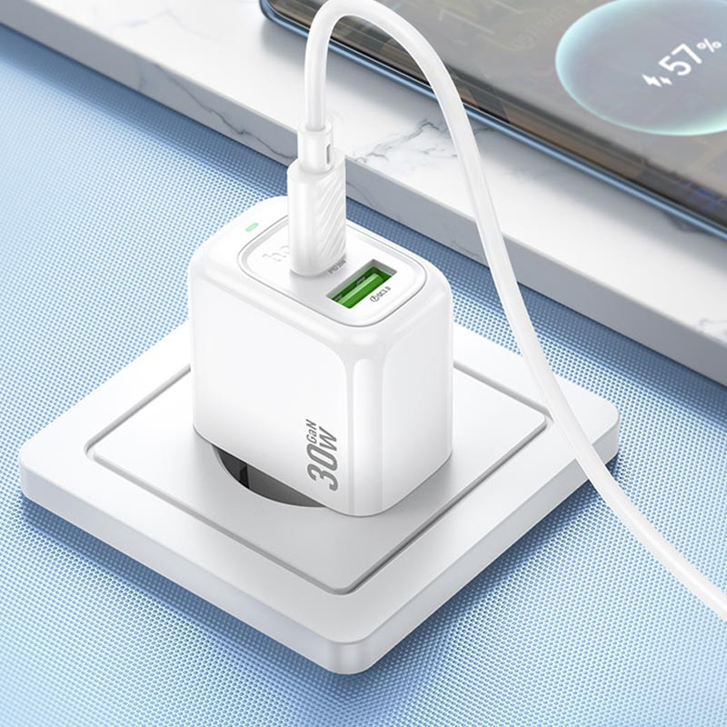 СЗУ Hoco CS55A Surplus PD30W+QC3.0 (1USB-A/1C) + кабель Type-C to Type-C Херсон - зображення 8