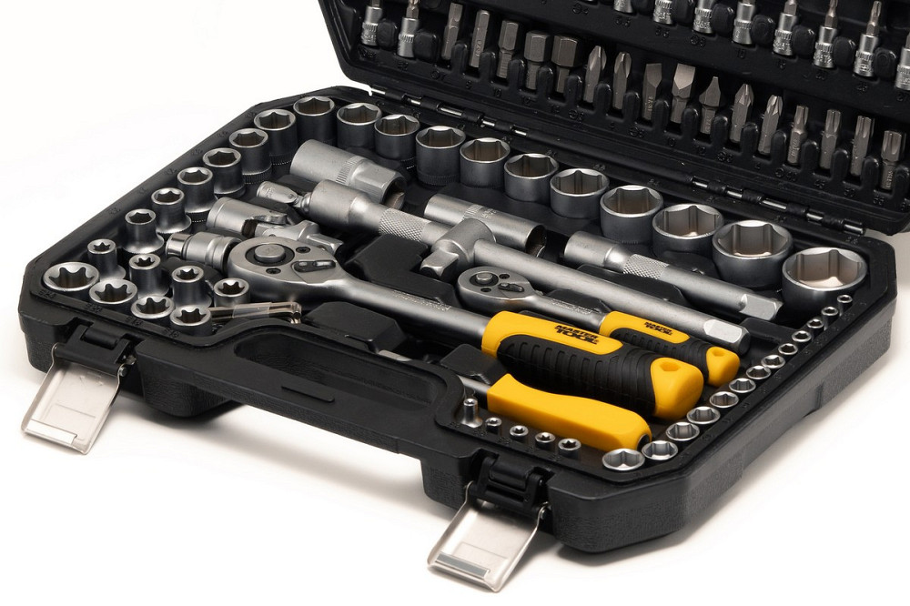 Набор инструментов MASTERTOOL ¼"&½" 108 шт 4-14 мм 10-32 мм CrV кейс с металлическими замками 78-510 Харьков - изображение 3