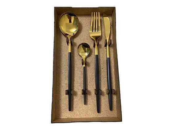 Набор столовых приборов черный на 2 персоны (код 00214) Киев