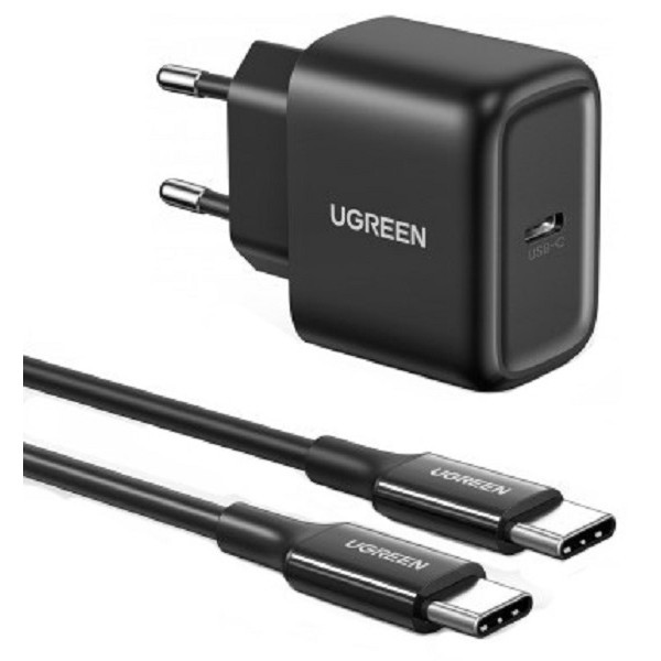 Мережевий зарядний пристрій UGREEN CD250 25W Type-C PD Charger + cable Type-C to Type-C 2m Black (50 Харьков - изображение 1