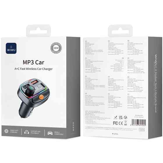 АЗУ FM модулятор WIWU QC031 MP3 Car PD20W+QC3.0 (2USB-A/1C) Херсон