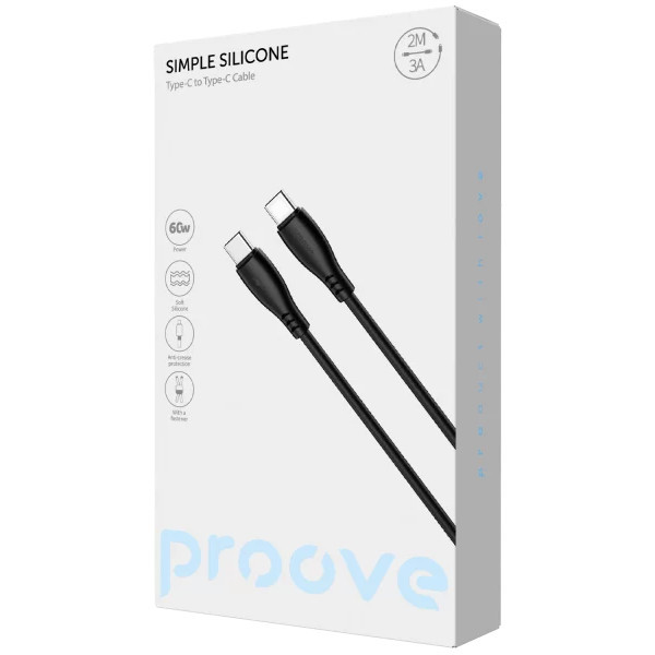 Кабель Proove Simple Silicone Type-C to Type-C 60W 2m Black (CCSI60002221) Харків - зображення 2