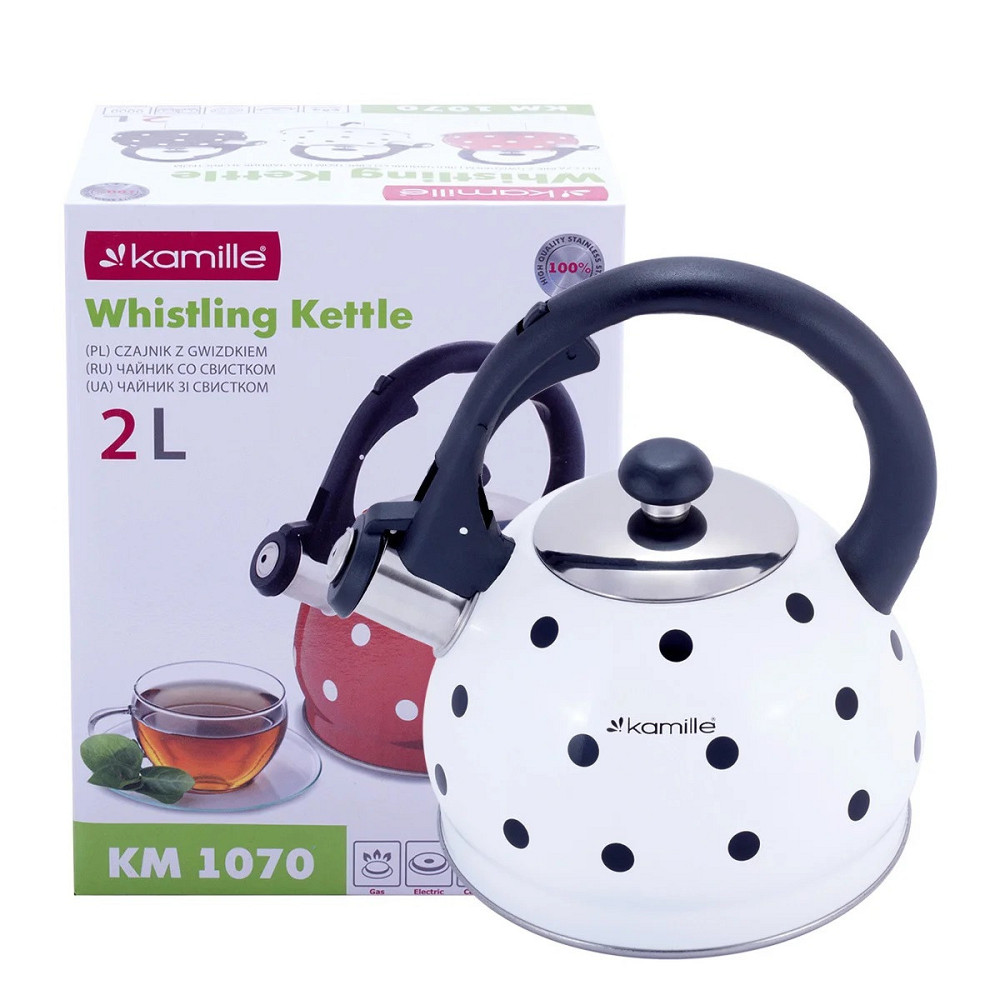 Чайник Kamille из нержавеющей стали со свистком 2 л Одеса - зображення 1