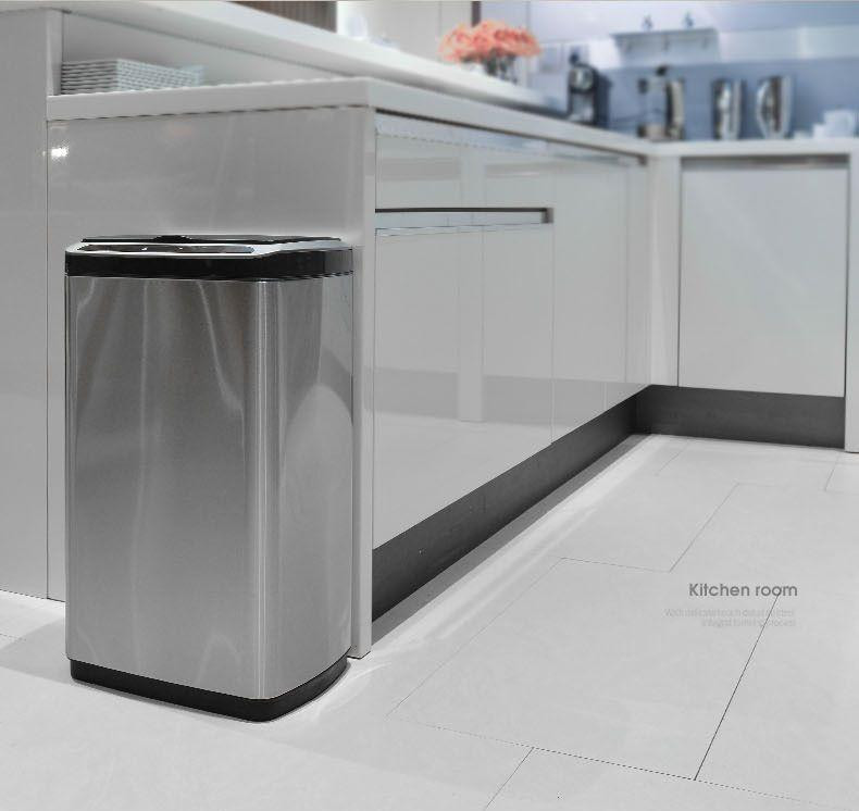 Сенсорное мусорное ведро JAH 30 л прямоугольное с внутренним ведром серебряный металлик Київ - зображення 4