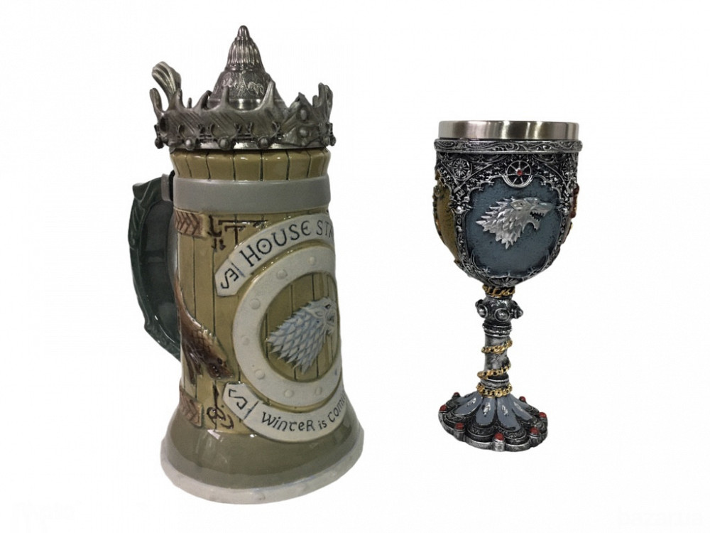 Подарочный Набор Кружка Game Of Thrones House Stark Игра Престолов Дом Старков и Бокал Winter Is Com Киев - изображение 2