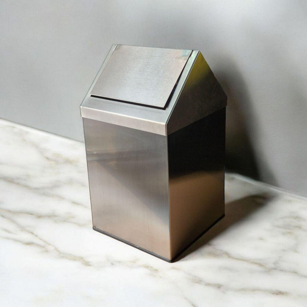 Мусорная корзина из нержавеющей стали с поворотной крышкой, 16 л (0232) Киев - изображение 2