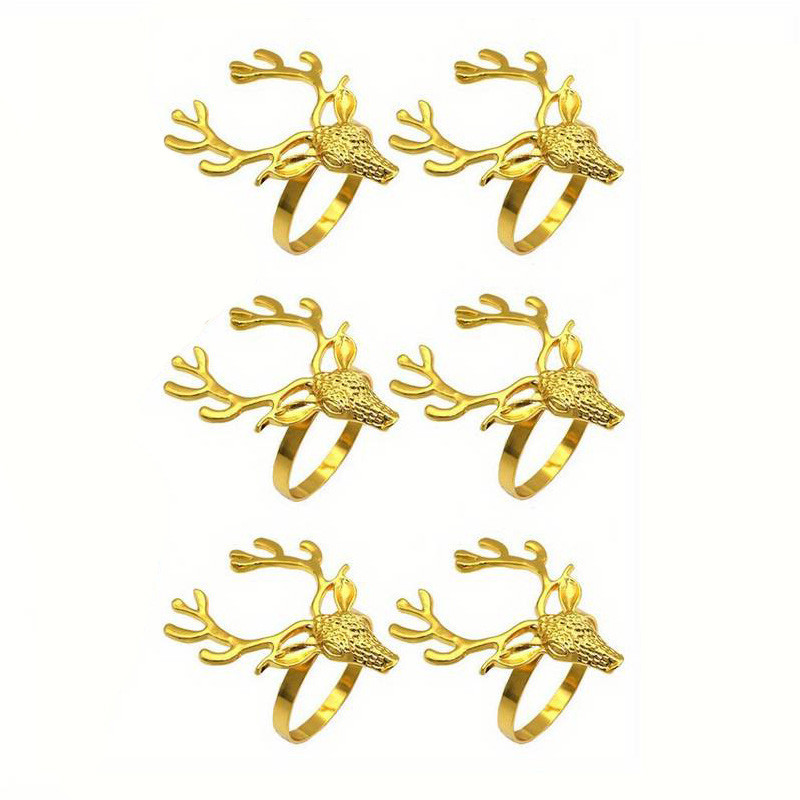 Набор колец для салфеток Олени 6 шт золотые Mv055 Одеса - зображення 6