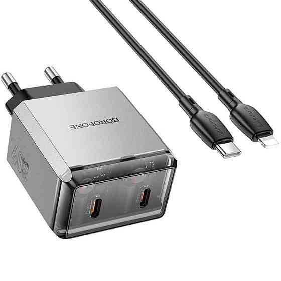 СЗУ Borofone BN21 Lena PD40W+QC3.0 (2USB-C) + кабель Type-C to Lightning Херсон