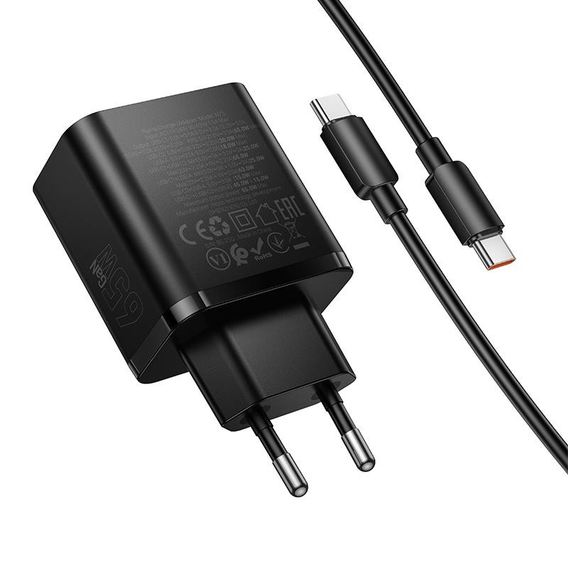 СЗУ Hoco N75 Grande 65W QC+PD (1USB-A/2C) + кабель Type-C to Type-C Херсон - изображение 7