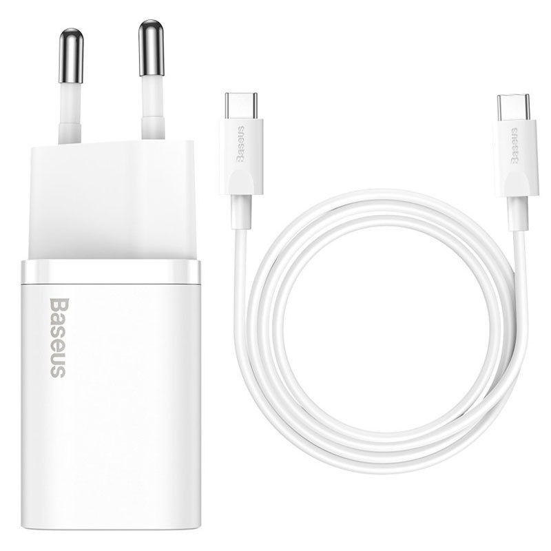 СЗУ Baseus Super Si Quick Charger PD25W (1USB-C) + кабель Type-C to Type-C (TZCCSUP-L) Херсон - зображення 1