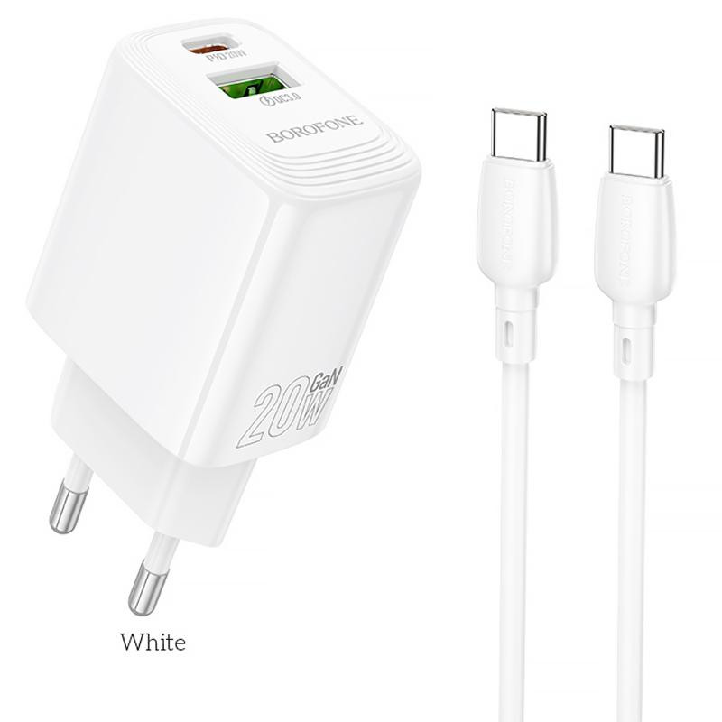 СЗУ Borofone BN27 Fuente PD20W+QC3.0 (1USB-A/1C) + кабель Type-C to Type-C Херсон - зображення 1