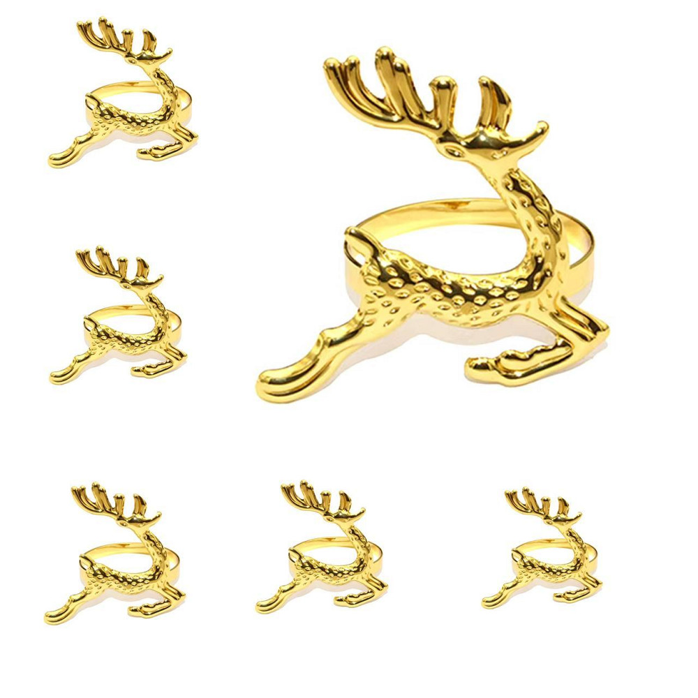 Набор колец для салфеток Олени 6 шт золотые MV011 Одеса - зображення 4