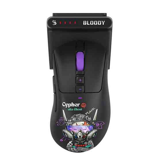 Мышь компьютерная безпроводная Bloody R73 Ultra Duo Cypher Ghost (4711421002370) черная с фиолетовым Київ