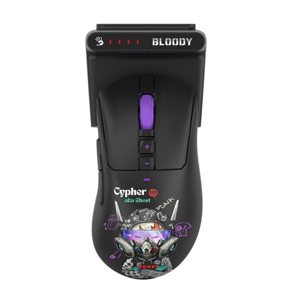 Мышь компьютерная безпроводная Bloody R73 Ultra Duo Cypher Ghost (4711421002370) черная с фиолетовым Киев - изображение 1