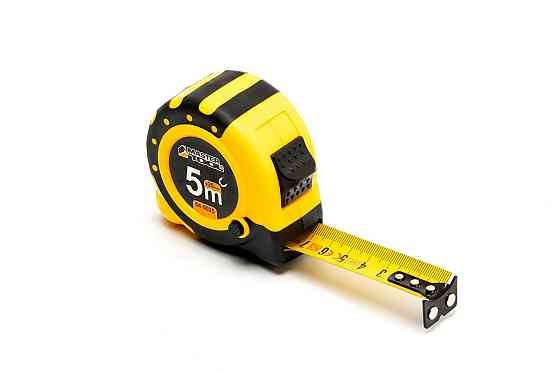 Рулетка MASTERTOOL 5 м х 25 мм с магнитами 2 фиксатора кнопка STOP покрытие TPR нейлоновое покрытие  Харьков
