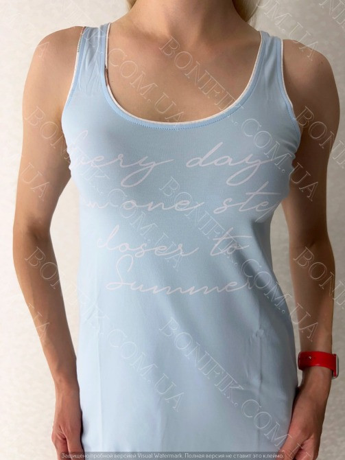 Женский голубой сарафан с принтом-надписью (16334) (арт. 1846) Кривий Ріг - зображення 3