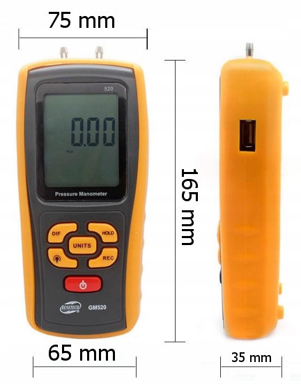 Дифманометр цифровой USB, ±35 кПа BENETECH GM520 Харьков - изображение 5