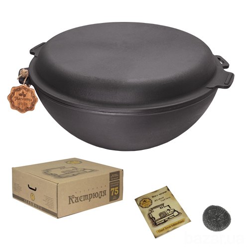 Казан чугунный WOK Maysternya с крышкой-сковородой 8 л Т405СР Одесса - изображение 2