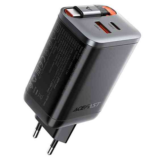 СЗУ Acefast A111 GaN PD67W+QC3.0 (1USB-A/1C) + Retractable Cable Type-C Херсон