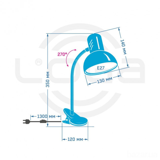 Лампа-прищепка LOGA E27 настольная высокая Снежинка Вінниця - зображення 2